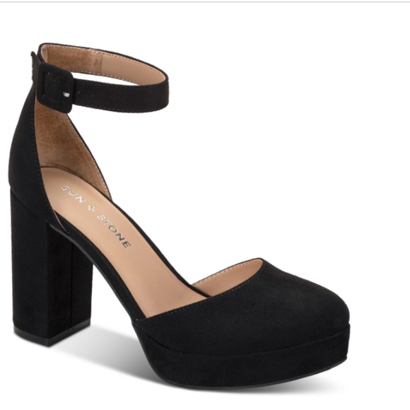 Sun + Stone Shoes - Sun + Stone Women's Birdey Ankle Strap Block Heel Platform Pumps NWT